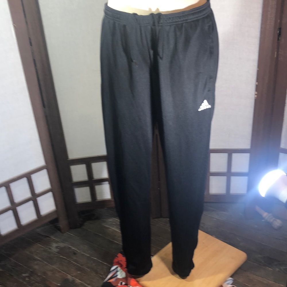 Adidas Track Pants M/Zip Ankles/Side Zipper Pockets/Wide Leg/Drawstring/elastic